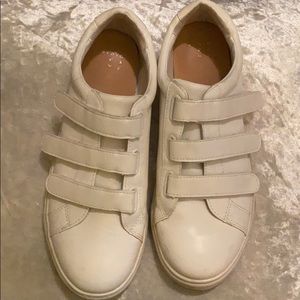 White Velcro strap sneakers